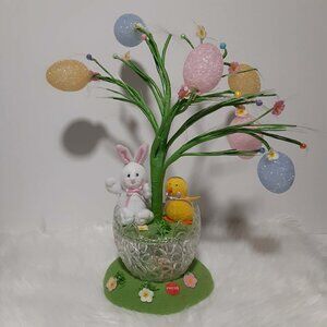 🐰 Fiber Optic Lighted Musical Easter Egg Tree Bunny Chick Light Lamp Decor  🐥